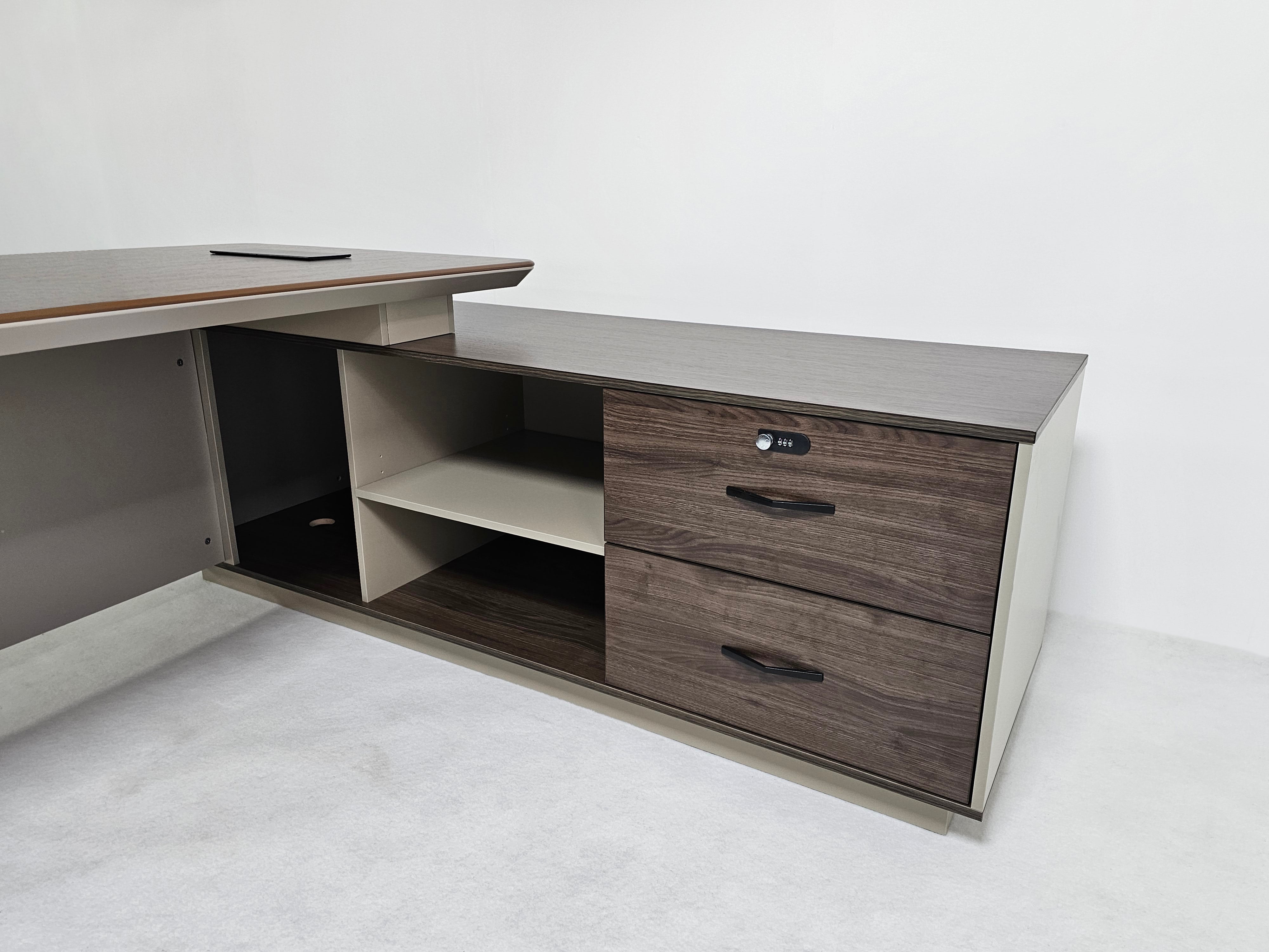 Coffee Oak and Cream Executive Corner Desk - 2200mm - H05